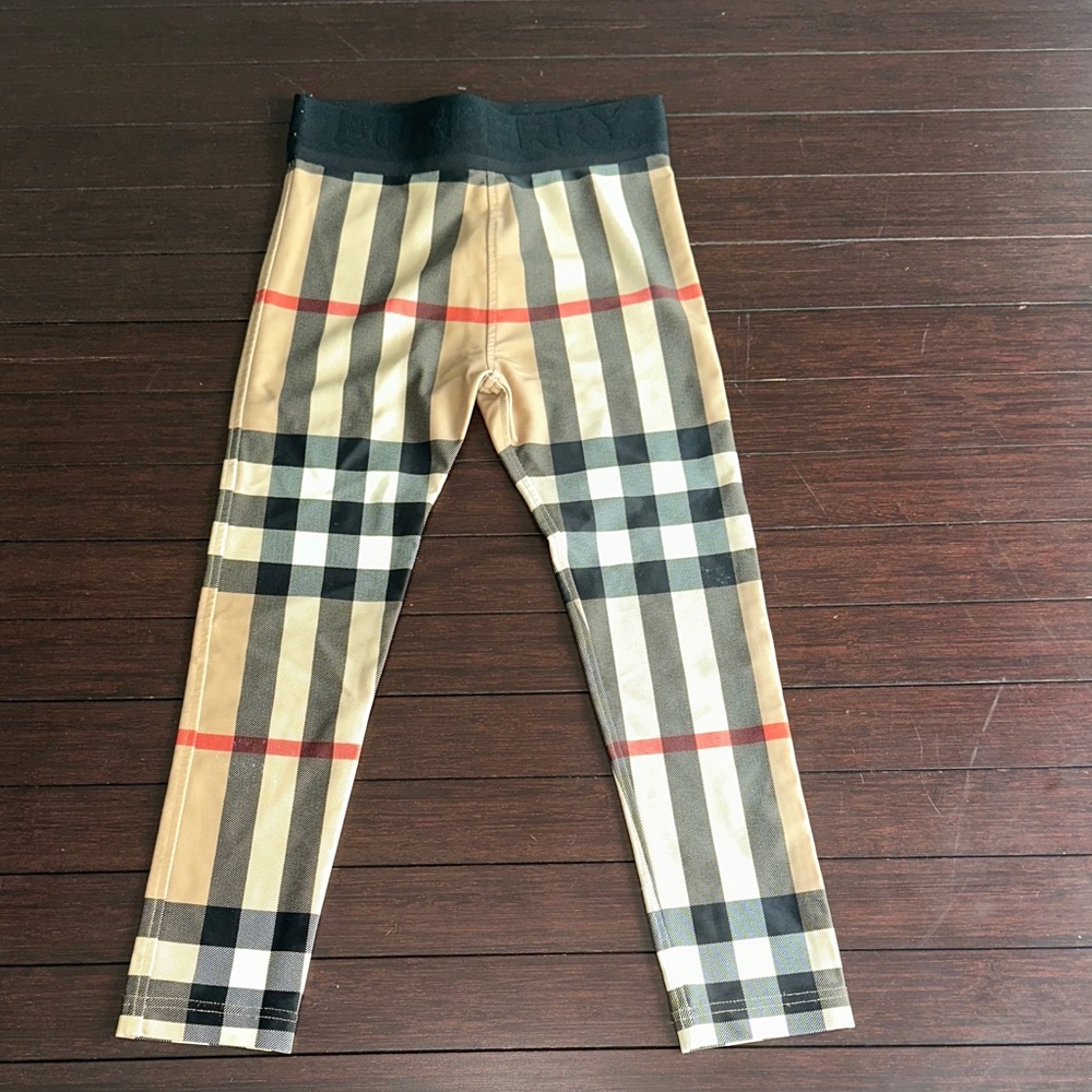 Burberry Kids Checkered Leggings - Tan, Black, and Red